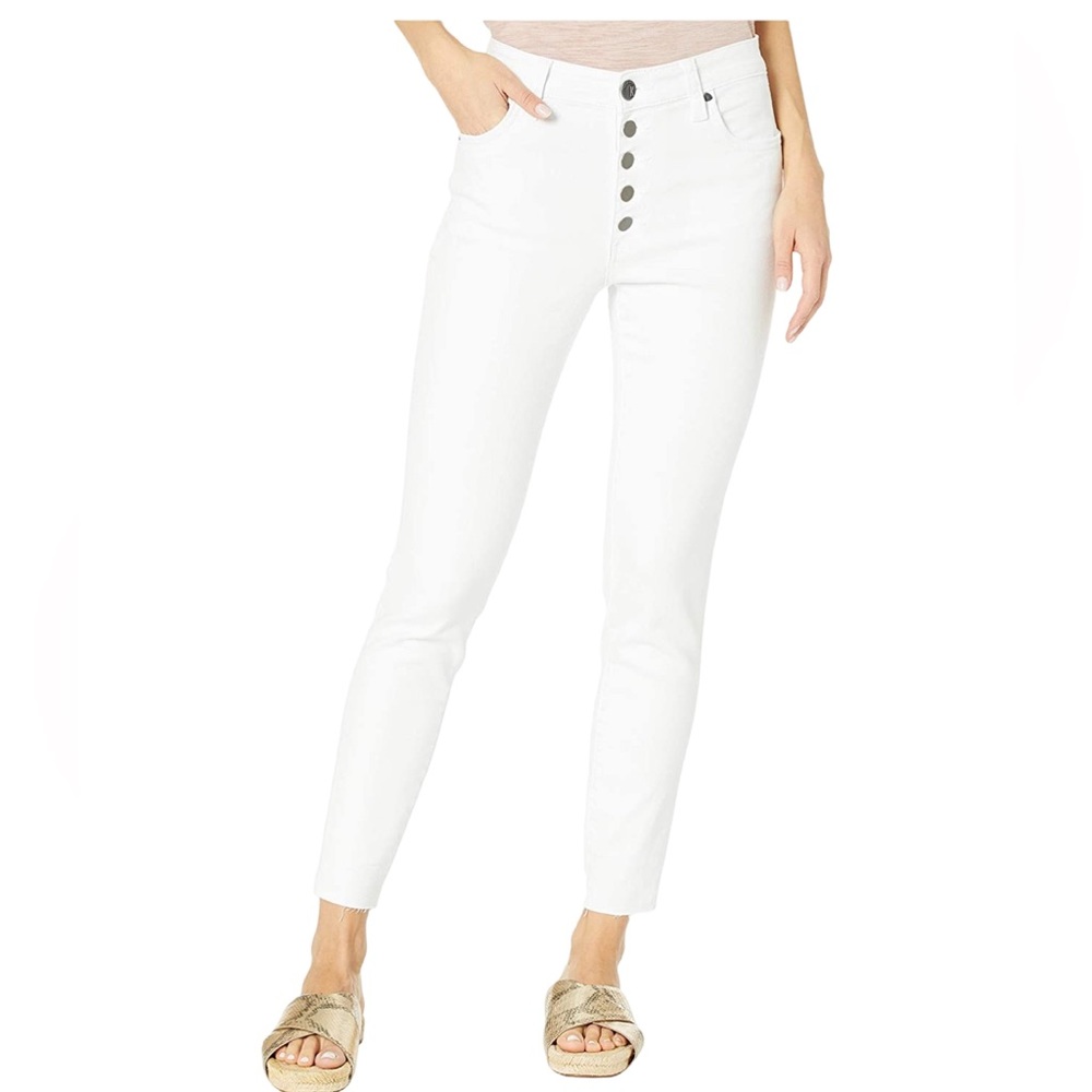 #35 Kut from the Kloth White Connie Ankle Skinny Leg Raw hem